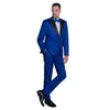 Gentleman Royal Blue Wedding Tuxedos 2 Pieces Black Peaked Revers Outfits Wedding Pants Sets Business Formal Wear