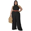 Pantalon grande taille pour femmes, combinaison 5xl, couleur unie, col licou, tenue une pièce, mode Club, été, jambes larges, vente en gros, 2023