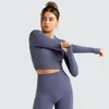 Chemises actives femmes vêtements de sport à manches longues haut court sport Yoga hiver collants chauds sans couture Fitness soutien-gorge hauts d'entraînement