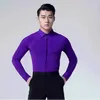 Men's Casual Shirts Ballroom Dance Top Shirt Standard Social Latin Waltz Clothes Wear Practise Long Sleeve