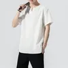 T-shirt da uomo Harajuku Magliette da uomo 2023 Estate Casual Streetwear Stampa stile cinese maschile in cotone e lino con scollo a V M-5XL