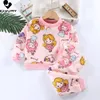 Pajamas Autumn Winter Kids Thick Warm Flannel Pajama Sets Baby Boys Girls Cartoon Long Sleeve O neck Clothing Sleepwear Pyjamas 230106