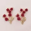 DIY Red Flower Harts Accessories Vintage Style Flower Branch Leaves Alloy Material 1222989