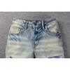 Jeans da uomo High Street Fashion Skinny Distrutto Tie Dye Blu Bandana Toppe ricamate Slim Fit Graffiato Strappato per uomo 230105