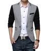 Men's Suits & Blazers Slim Fit Casual Jacket Cotton Men Blazer Single Button Gray Mens Suit 2023 Autumn Patchwork Coat Male Suite