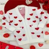 Ensembles de vêtements mère et fille cardigan famille correspondant Saint Valentin pull à manches longues ouvert devant coeur avec poches manteau d'automne 230105