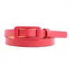 Gordels Solid Ladies Belt Fashion Square Buckle For Women Jean Dress Needless Punch Decorative Dunne Ceinture Femme