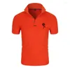 Herren Polos 2023 Poloshirt Sommer Kurzarm Revers Slim Top Lässig Atmungsaktiv Rosendruck Business