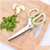 Kitchen Scissors Stainless Steel 5 Layers Shallot Food Herb Shredded Cut Tools Mtilayer Shears Office Paper Shredder Dh1465 Drop Del Dhaof
