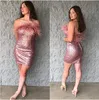 Sequined Short Cocktail Dresses Feather strapless Sheath Little Dress Party Club robes de