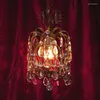 Lampy wiszące francuskie retro kryształowy żyrandol weranda Oświetlenie Kreatywne korytarze Sypialnia Mała lampa sufitowa
