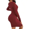 Vestidos casuais outono para a primavera roupas de mulher sexy oco V pescoço traço de luta longa vestido de manga longa dobras slim saco de quadril saia para mulheres 2023