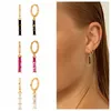 Hoop Earrings Three Color Black/White/Rose Red Zircon Pendant 925 Sterling Silver Small For Women Simple Round Circle