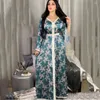 Abbigliamento etnico Donna Eid Mubarak Abaya Turco Dubai Kaftan Robe Stampa floreale Abiti lunghi Sexy scollo a V marocchino Djellaba Boubou musulmano