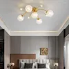 Kronleuchter Moderne Nordic Kupfer Design LED Kronleuchter Für Wohnzimmer Schlafzimmer Esszimmer Küche Anhänger Lampe Kristall Glas Ball G9 Licht