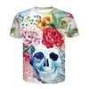 Men's T-skjortor Rose Flower 3D Tryckt T-shirt Fashion Summer Män/kvinnor Kortärmade toppar Casual rolig skjorta Cartoon Camisetas