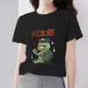 Damen-T-Shirts, Top, lässig, Basic, Rundhalsausschnitt, schlanke Damenbekleidung, niedliche Monster-Druckserie, Damen-Pendler-Schwarzhemd