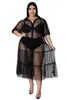 Robes de grande taille femmes 5xl Robe à pois maille élégante dame été mode fête Robe de soirée de luxe voir à travers le tissu en gros