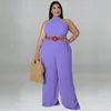 Pantaloni Plus Size Tute da donna 5xl Solid Halter Costume intero Fashion Club 2023 Summer Lady Gamba larga all'ingrosso