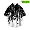 Men's Casual Shirts 2023 Summer Men's Clothing Octopus Print Art Shirt Basic Short Sleeve Beach Hawaii Street Fashion Chic Fresh Easy