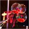 Party Decoration Colorf Luminous Balloon Rose Bouquet Transparent Bobo Ball Valentines Day Gift Birthday Wedding Balloons Drop Deliv Dhdnu