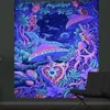 Tapestries Mushroom Psychedelic escence Tapestry Wall Hanging Cloth Bedroom Decor Art Poster Glow Under Ultraviolet Light 230106