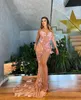 Pink Evening Dresses Sleeveless V Neck Hollow 3D Lace Butterfly Appliques Sequins Beaded Sparkly Side Slit Floor Length Celebrity Plus Size Prom Gowns Party Dress