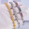 Braccialetti di collegamento moda rame placcato oro 18 carati gioielli stile hip hop freccia piena colore zircone catena da tennis uomo