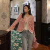 Женские куртки Большой бренд розовый твидовый тонкий пальто