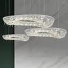 Hanglampen moderne luxe ronde ovaal kristal kroonluchter ontwerper woonkamer chroom glans luster led lights el duplex villa lamp