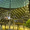 Cordes énergie solaire LED filet rideau maille fée guirlande lumineuse décoration de noël année 2023 lumières extérieures guirlande rue