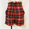 Women's Shorts Women 2023 Autumn Winter Arrival Pants Plaid Tweed Tassel Vintage All Match Ladies High Waist