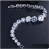 Wedding Bracelets Tennies Bracelet Luxury Jewelry 18K White Gold Fill Platinum Plated Round Cut Topaz Cz Diamond Stackable Women Dro Dhyzc