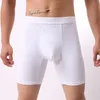 Underpants Men Long Boxer Pants Pure Color High Waist Ice Silk Oversized Men's Breathable