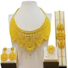 목걸이 귀걸이 세트 여성용 Liffly Dubai Gold Color Jewelry 나이지리아 신부 웨딩 브레이슬릿 파티 액세서리