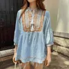 Kvinnans jackor 2023 Summer Light Luxury Fashion European and American Style broderad dockskjorta Top Boutique Clothing