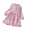 Flickaklänningar 2023 Spring Autumn Dress for Girls Floral Casual Clothes barn 3-7 år