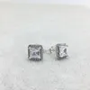 Yellow Gold Plated Square Sparkle Halo Stud Earring för Pandora 925 Sterling Silver Wedding Jewelry for Women Girls Cz Diamond Designer Earrings With Original Box