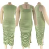 Plus size jurken vrouwen jurk 2023 zomer ruches rok rok elegante bodycon mode -outfits dame luxe feestavond maxi jurk