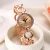 Wristwatches Brand Rose Gold Luxury Women Dress Watches Girls Quartz Watch Bracelet Ladies Fashion Crystal Wristwatch