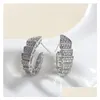 Stud Choucong Orecchini Gioielli di lusso Ins Top Sell 925 Sterling Sier Pave White Sapphire Cz Diamond Gemstones Eternity Snake Women E Dhm9F