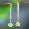 Dangle Earrings Natural Jade Plum Flower For Women Fresh Long Ear Strip In Vintage Wedding Jewelry Gift Girlfriend