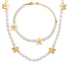 Choker Minar French Barock Natural Pearl Beaded Necklace For Women 18K Gold Plated Titanium Steel Flower Pendant