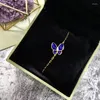 Backs Earrings Brand Plated 18K Gold Women Blue Lapis Butterfly Wedding Jewelry Gifts Set Luxury 925 Silver Earring Necklace Brace251w