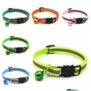 Dog Collars Leashes Usef Round Pet Reflective Bell Cat Face Adjustable Size Necklace Neck Strap Safety Buckle Lead Accessory Vt157 Dhi5F