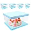 Enrole de presente Caixa de bolo quadrado transparente Candy 6/8/10 polegadas Tela de casamento Cupcake Clear Cupcake