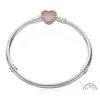 Bracciali da sposa Gioielli vintage Bracciale con ciondoli a forma di cuore in argento sterling 925 con scatola Fit Pando Bracciale con perline europee in oro rosa per Wom Dhehz