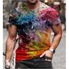 Herren T-Shirts Herren Übergroße T-Shirts Vintage Harajuku Ethnische Totem Charakter Gedruckt O-Kragen Mode Kurzarm T-Shirts 2023 Sommer