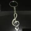 Keychains Bedanyards 1 peças Moda Chain Chain Ring Sier Plated Note Keychain para Car Música Símbolo Música Friend Friend Gift Dh27Q