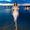 Party Dresses TVVOVVIN Elegant Sexy Bandage Girl Puff Sleeve Skinny Hip Korean Desire Irregular White Maxi Long Dress Mesh 9WLP
